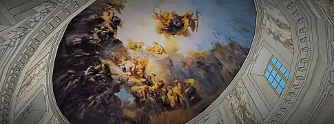 Schéma du plafond peint par Charles de La Fosse sur le thème de Phaéton, au château de Montmorency