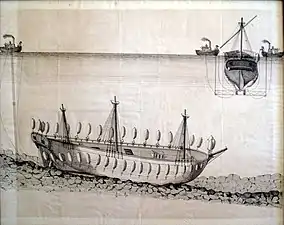 Description du système Bandier pour le sauvetage des navires coulés (1859), gravure anonyme.