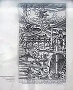 Fabrication d'un tuyau en bois. Georgius Agricola, De re metallica. 1556