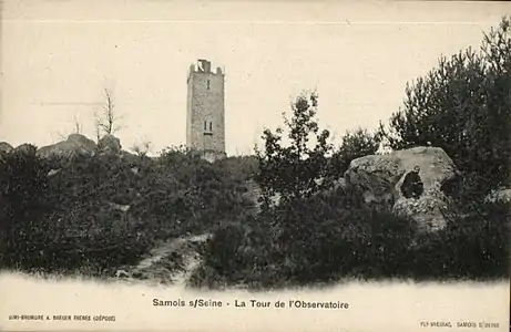 Carte postale représentant la tour sur le rocher, vers le début du XXe siècle.