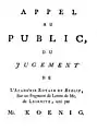 Extrait de la page de titre de l'Appel au Public de Samuel Koenig (1752)