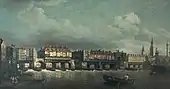 Samuel Scott, Le vieux pont de Londres, v. 1753, huile sur toile, 80 x 247 cm, Londres, Banque d'Angleterre, 0582