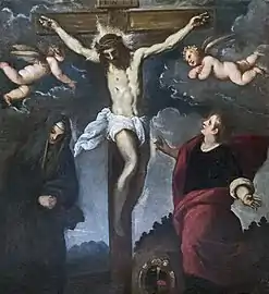 La crucifixion entre la Vierge et saint Jean