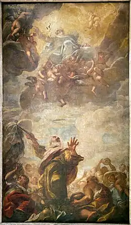Fresque du plafond Moïse frappant le rocher.