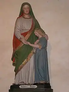 Statue de Ste Anne et Ste Marie dans l'église paroissiale de Saint-Thégonnec, Finistère.