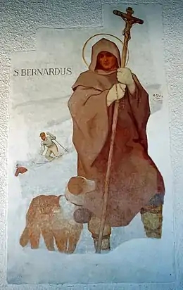 Fresque d'Albert Stolz représentant saint Bernard