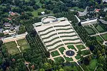 Le palais de Sanssouci, vue aérienne.
