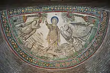 Mosaïque de la Traditio Legis, datant d'environ 360, dans une absidiole de l'église Santa Costanza de Rome.