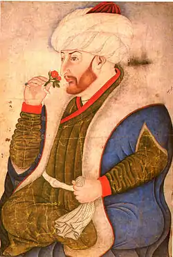 Le sultan Mehmed II portant un turban.