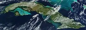Image satellite de l'île de Cuba.