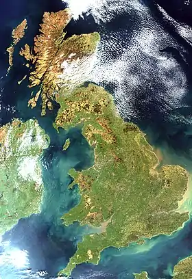 Vue satellite de la Grande-Bretagne.
