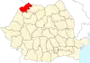 Map of Romania highlighting Satu Mare County