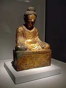 Buddha assis. Daté 338. Bronze doré, H 40 cm. San Francisco, The Asian Museum of Art