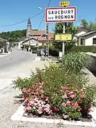 D 67a, panneau d'entrée de Saucourt-sur-Rognon, venant de Doulaincourt.