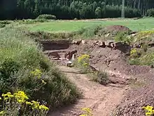 Vue de la carrière de Bromacker où affleure les strates de la formation de Tambach.