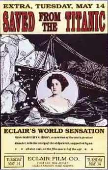 Affiche du film Saved from the Titanic avec Dorothy Gibson.