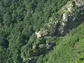 Vue depuis le haut du pavillon de visualisation et le canyon.