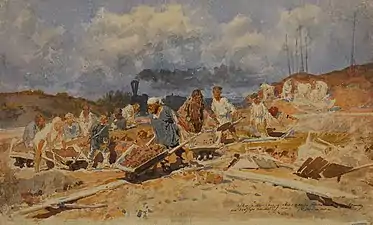 Ébauche pour Travaux sur la voie ferrée, 1873, Musée de Riazan.