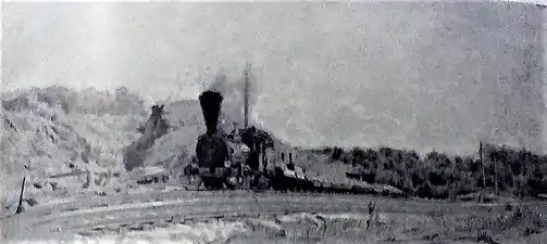 Train sur une voie ferrée (dessin au crayon, céruse), 1873, Musée national de peinture de Kiev.