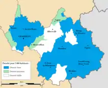 Carte de la Savoie par zones de densité médicale