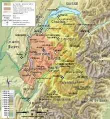 Carte du duché de Savoie après le traité de Paris de 1814