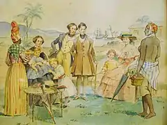 Scène de groupe en Guadeloupe, XIXe siècle.