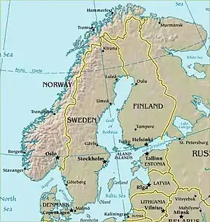 Carte de la Scandinavie.