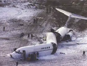 L'épave du vol 751 aprés l'accident.