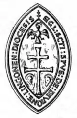 XVIe siècle : Dijon ; la croix de l'Ordre est accostée en pointe des têtes de St Pierre et de St Paul, avec un Saint-Esprit nimbé en chef.