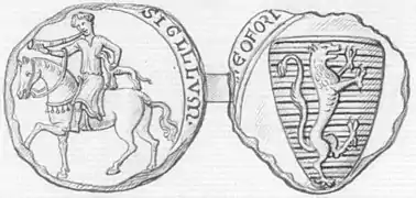 Sceau de Geoffroy Ier appendu en 1215.