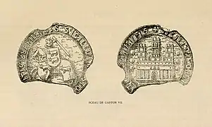 Illustration en noir et blanc d'un sceau du Moyen Âge.