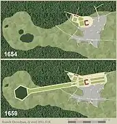 Schéma montrant l'évolution de Meudon sous Abel Servien.