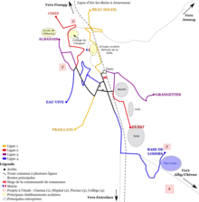 Schéma simplifiée du projet de réseau de bus de Rumilly en 2013.