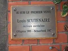 Plaque commémorative Louis Scutenaire