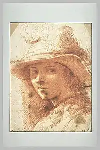 Tête de jeune femme avec chapeausanguine,1605, Musée du Louvre