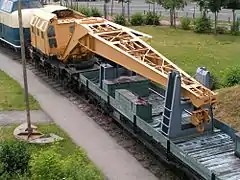 Un wagon-grue en Allemagne.