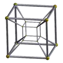  Deux cubes reliés par leurs sommets, l'un à l'intérieur de l'autre.