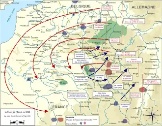 Plans de bataille des États-majors allemand (Schlieffen) et français (XVII) - août 1914.