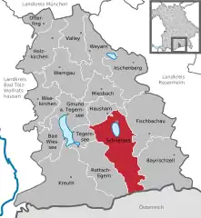 Situation de Schliersee dans l'arrondissement de Miesbach.