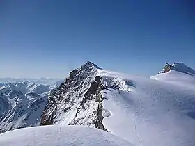 Vue du Schneestock (au centre) et du Dammastock (à droite), depuis le nord-ouest.