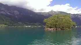 L'île Schnittlauchinsel sur le lac de Walenstadt