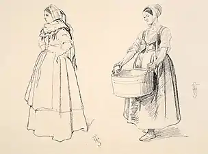 Deux alsaciennes en costume (vers 1858).