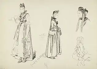 Études de costumes de Hunspach (1858).