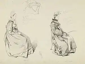 Études de costumes de Riedseltz (vers 1858).