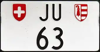 Plaque d'immatriculation jurassienne.