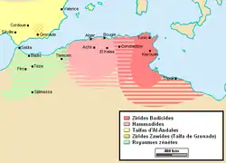 Carte historique des royaumes ziride et hammadide.