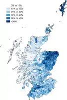 Proportion de répondants au recensement de 2011 en Écosse âgés de trois ans et plus qui ont affirmé être aptes à parler le scots.