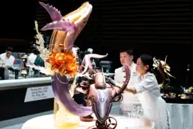 Sculpture de glace durant la Coupe du Monde de la Pâtisserie 2023