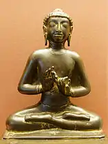 Statue de Bouddha en bronze doré, Dhaneswar Khera, Inde, Ve siècle.