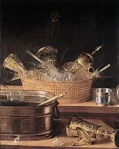 Récipients à boire dans un panier (av. 1657).